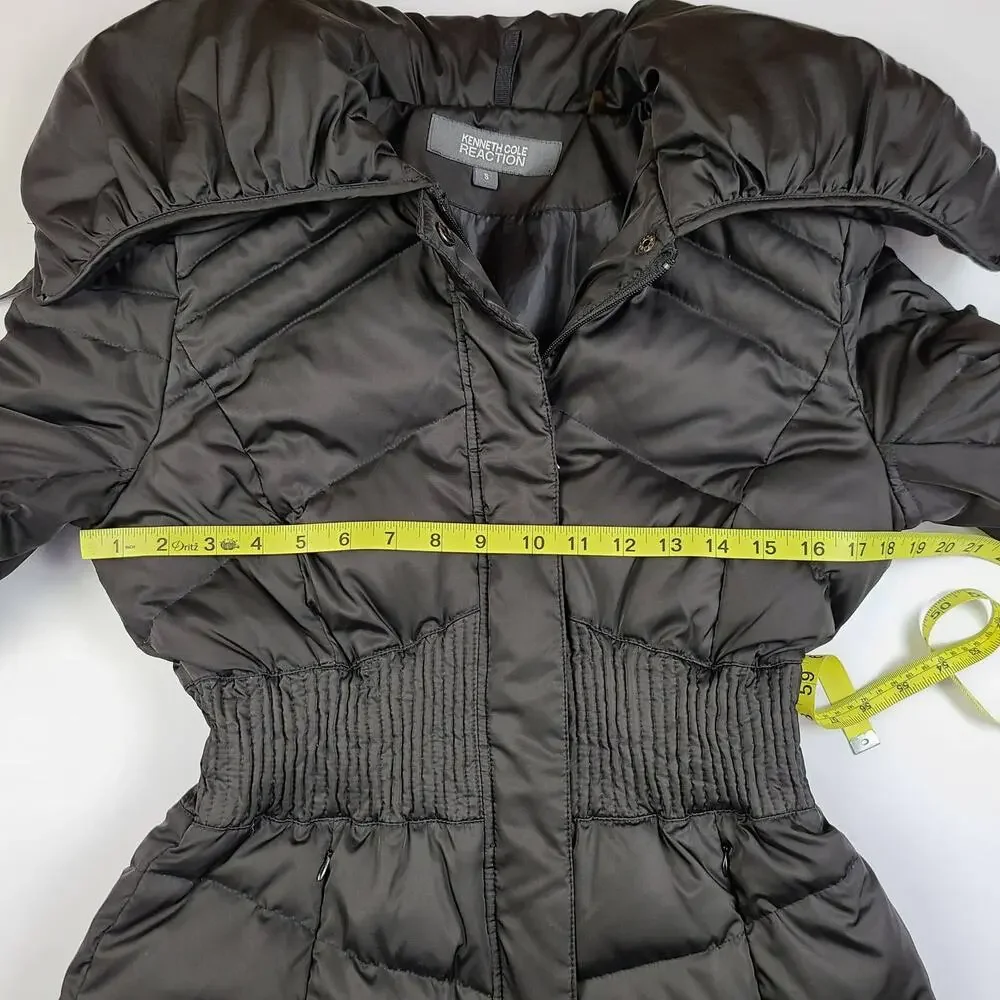 Kenneth Cole Reaction Down Filled Puffer Coat Small Black Trench